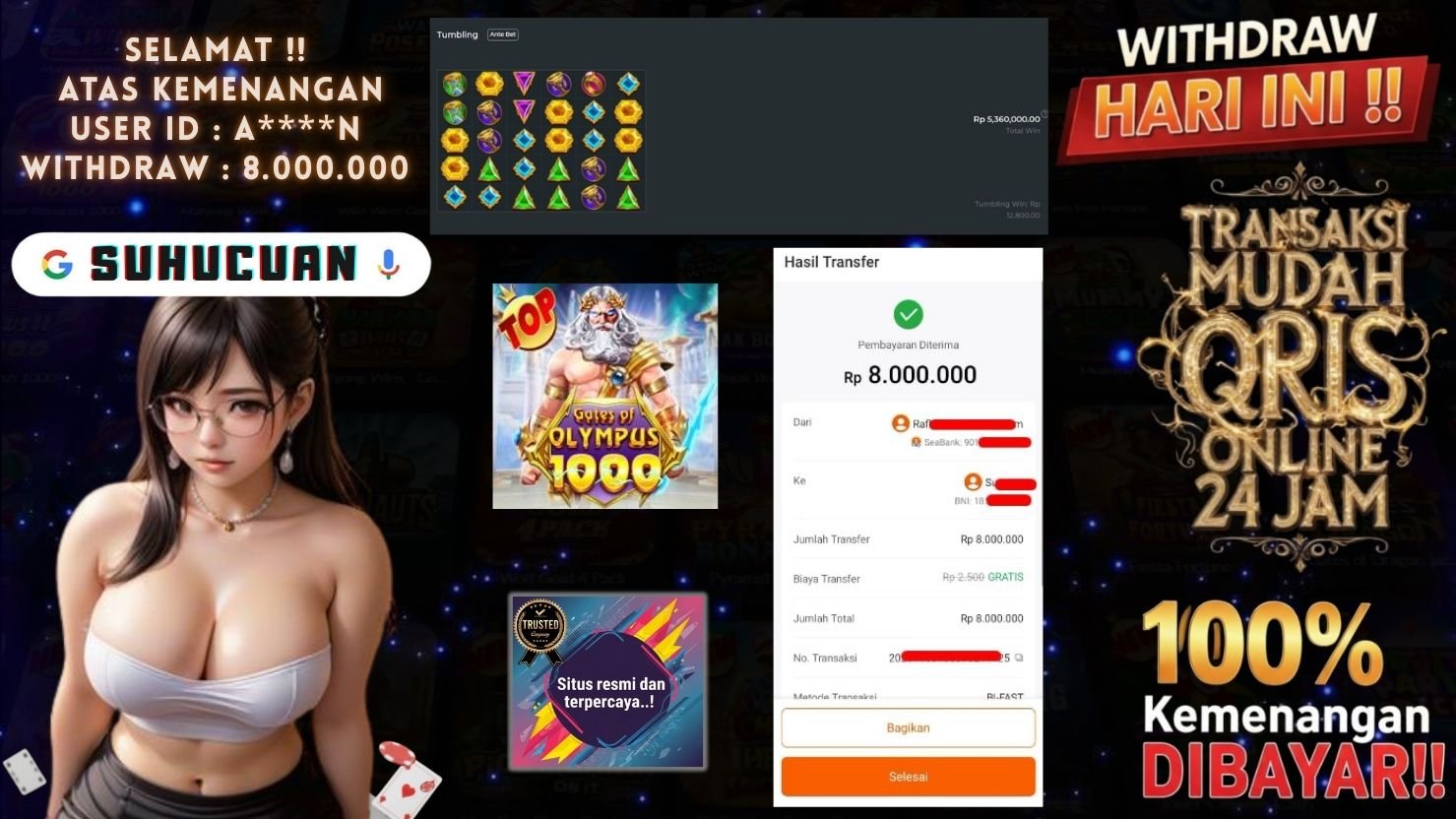 SUHUCUAN JACKPOT SLOT GATES OF OLYMPUS 1000